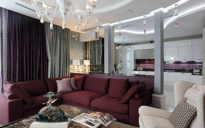 original version of zoning in the interior of the kitchen-living room