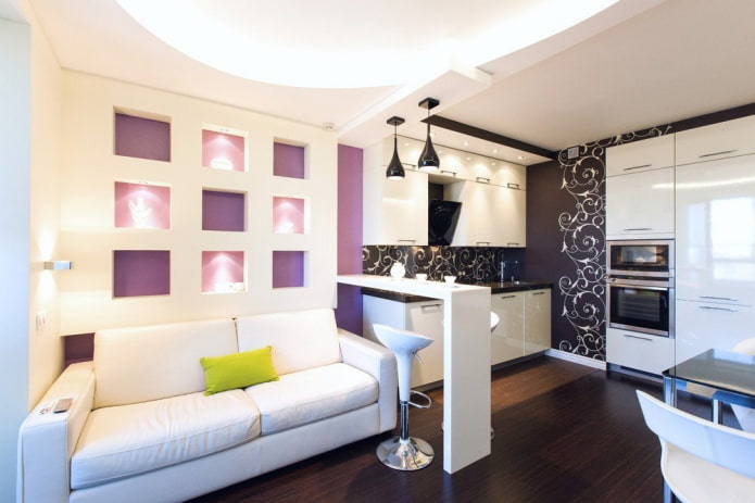 furniture in the zoning of the kitchen-bedroom furniture in the zoning of the kitchen-bedroom