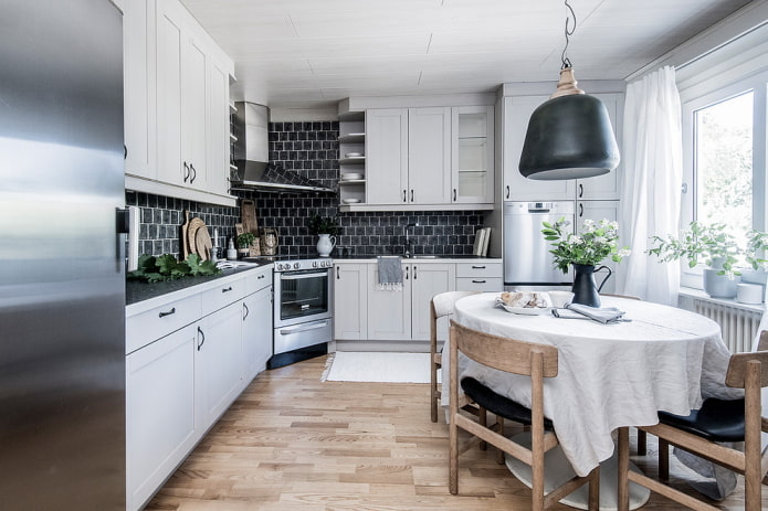 scandinavian corner kitchen