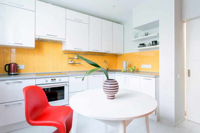 dining group in the interior of the kitchen in the shape of an angle