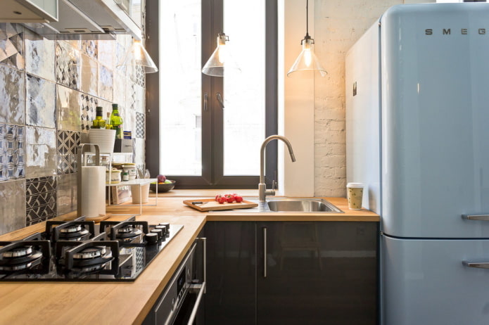 sink in a small corner kitchen