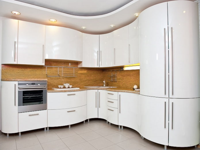 color scheme of the kitchen in the form of an angle