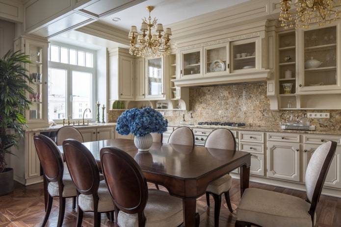furnishings in the interior of a classic kitchen
