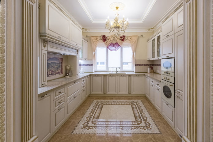 flooring in the interior of a classic kitchen