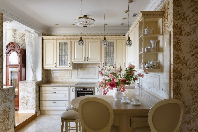 decor in the interior of a classic kitchen