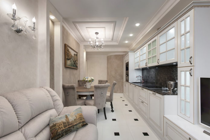 lighting in the interior of a classic kitchen