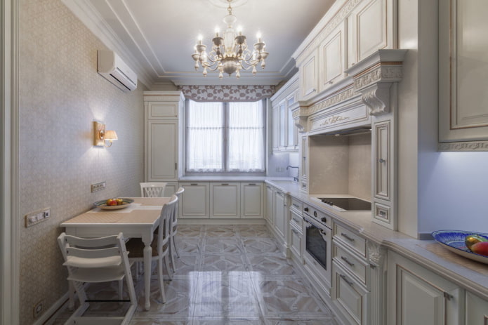 flooring in the interior of a classic kitchen