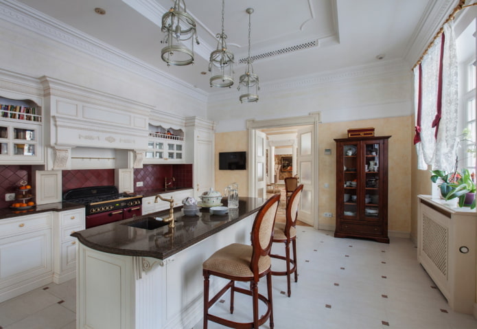 furnishings in the interior of a classic kitchen