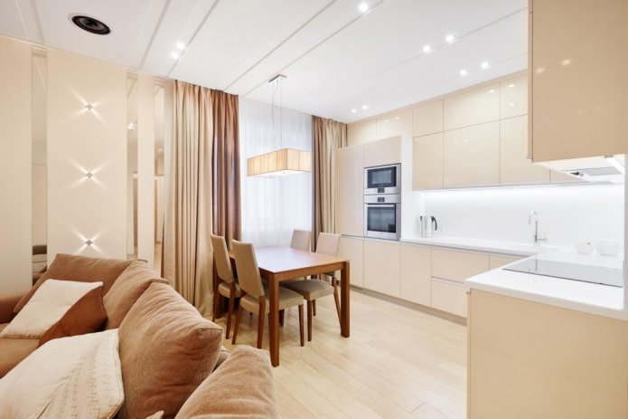 lighting and decor in the interior of the kitchen in beige tones lighting and decor in the interior of the kitchen in beige tones