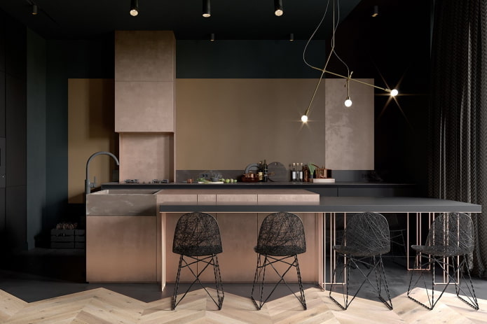 kitchen interior in beige and black kitchen interior in beige and black