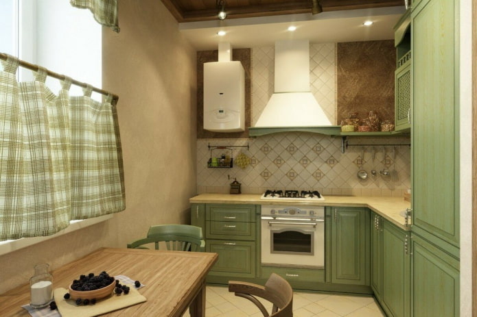kitchen interior in beige and green tones kitchen interior in beige and green tones