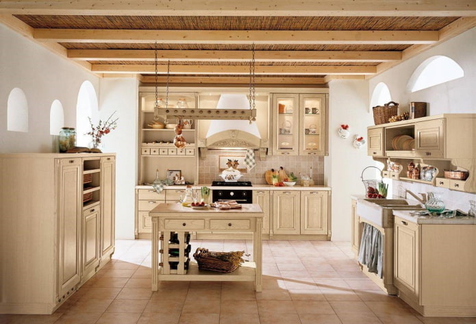 beige kitchen interior in country style beige kitchen interior in country style