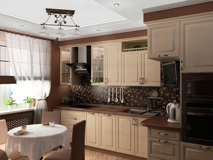 kitchen interior in beige and brown tones kitchen interior in beige and brown tones