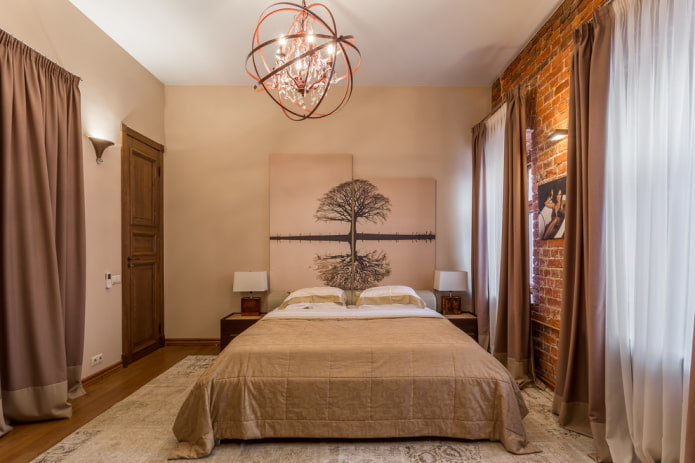 lighting in the bedroom in an industrial style