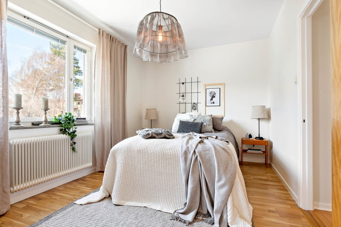 lighting in the interior of the Scandinavian bedroom lighting in the interior of the Scandinavian bedroom