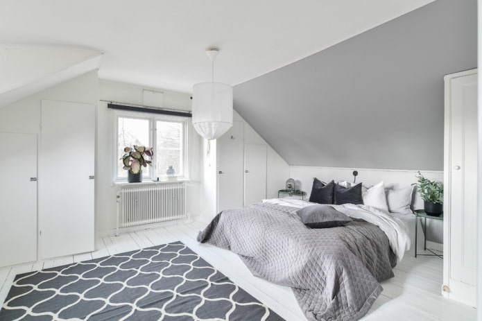 attic bedroom in Scandinavian style attic bedroom in Scandinavian style