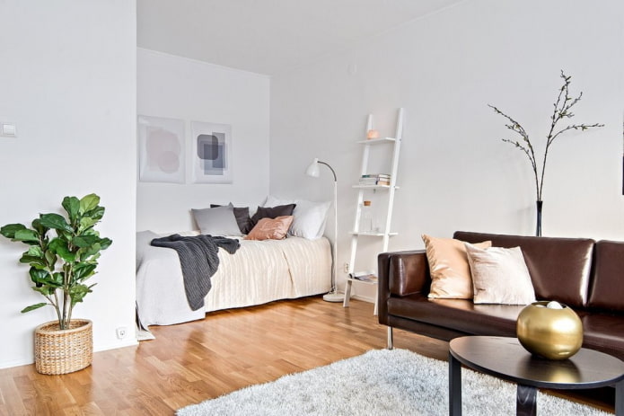 Scandinavian style bedroom-living room design Scandinavian style bedroom-living room design