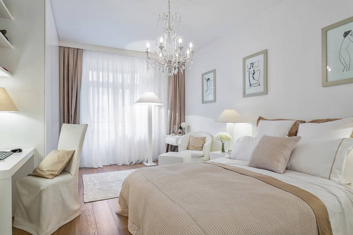 Chandelier in a classic bedroom