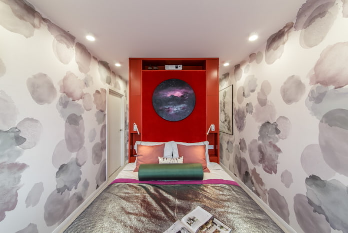 small bedroom with spotlights