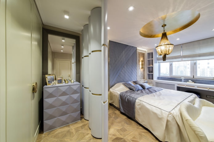 chic chandelier in the bedroom