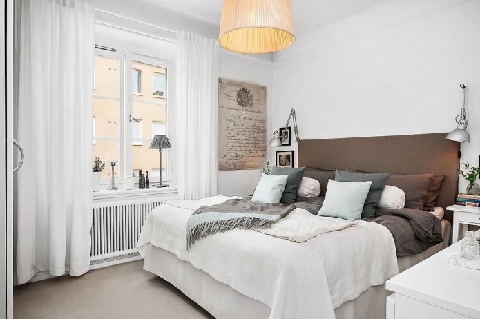 bedroom interior in white and brown tones bedroom interior in white and brown tones