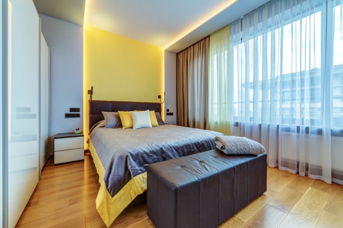 curtains in the interior of a narrow bedroom curtains in the interior of a narrow bedroom