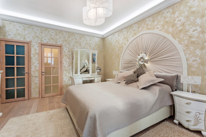 white and beige bedroom interior