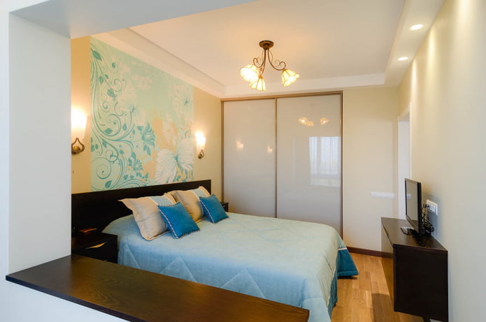 beige bedroom interior with bright accents