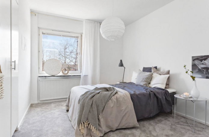 White and gray bedroom