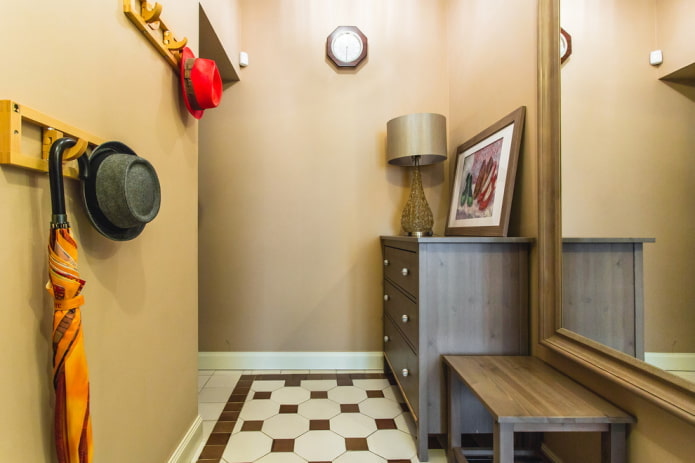 decor in the interior of a small hallway