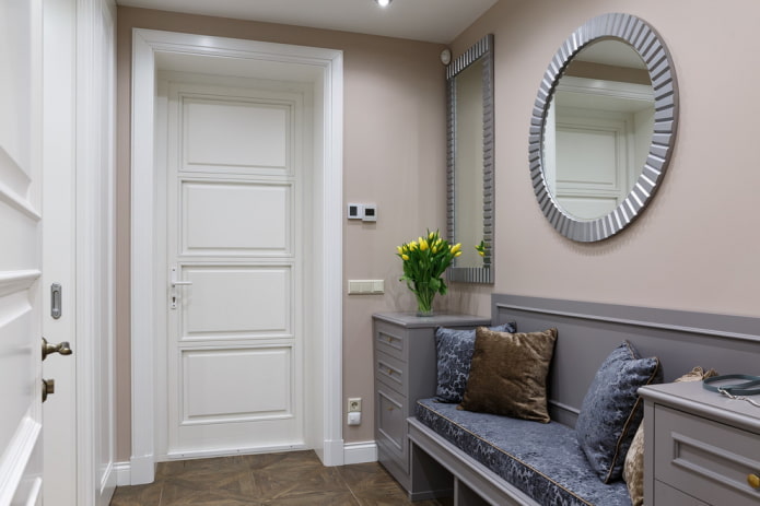 decor in the interior of a small hallway