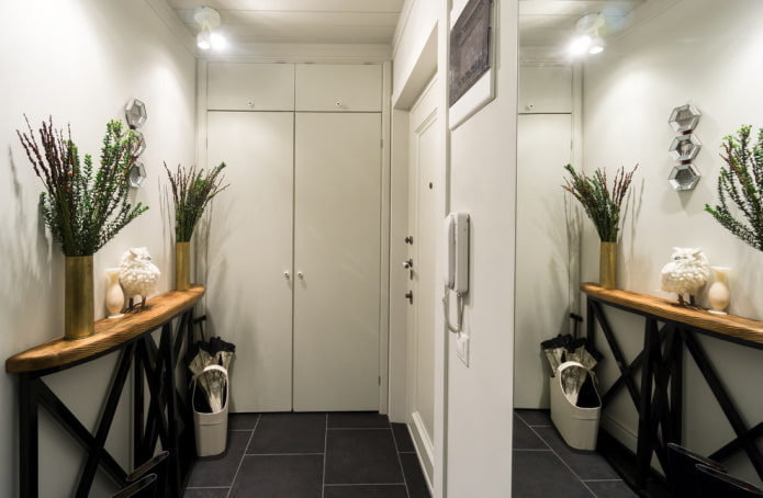 decor in the interior of a small hallway