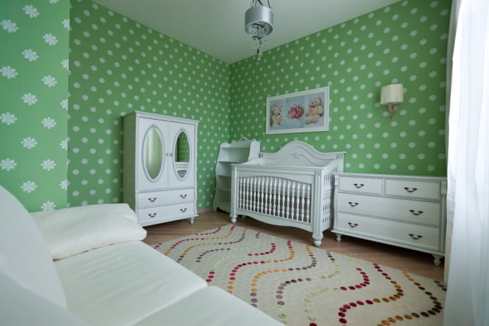 colors in the design of the nursery for the kid