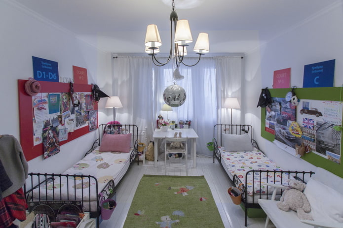 lighting in the interior of the bedroom for children of different sexes
