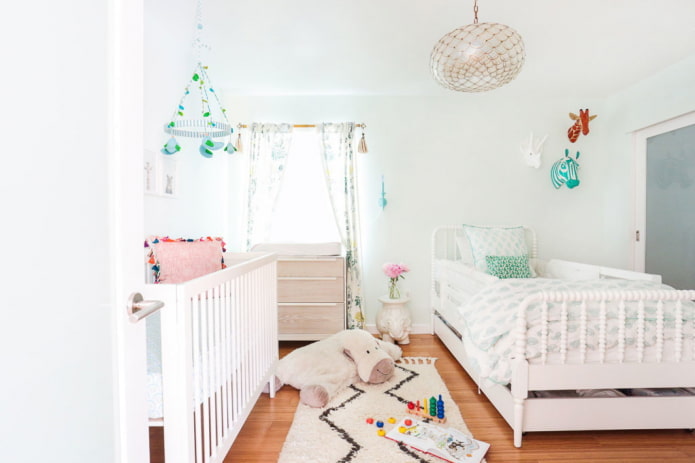 play area in the interior of the bedroom for children of different sexes