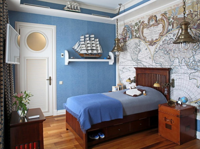 decoration of a children's bedroom in a marine style decoration of a children's bedroom in a marine style