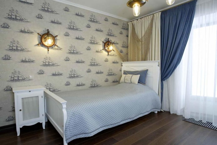 decor and textiles in the interior of the nursery in a marine style decor and textiles in the interior of the nursery in a marine style