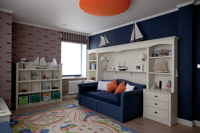 color scheme of a children's bedroom in a marine style color scheme of a children's bedroom in a marine style