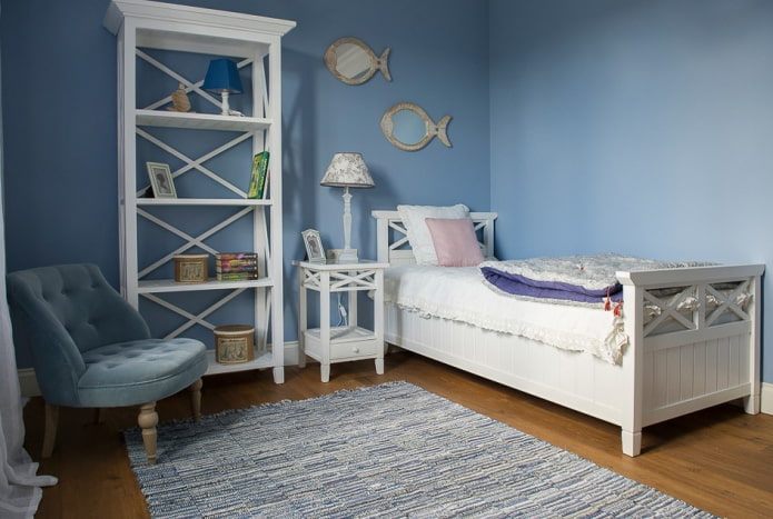 interior of a nursery for a girl in a marine style interior of a nursery for a girl in a marine style