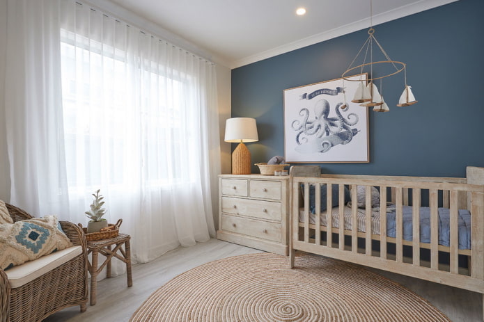 design of a nursery for a newborn in a marine style design of a nursery for a newborn in a marine style
