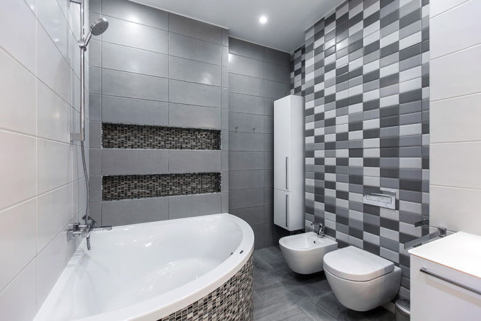 bathroom interior in white and gray tones