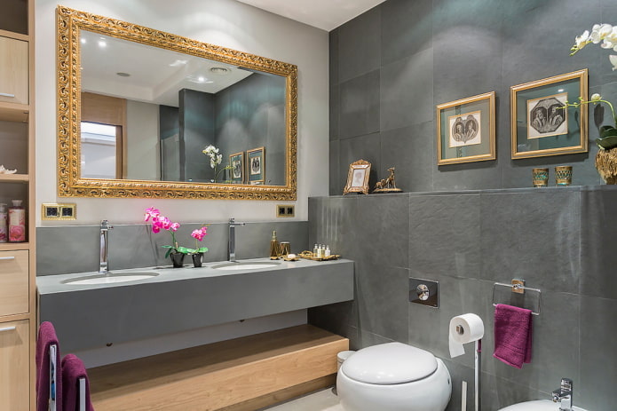 bathroom decoration in gray tones
