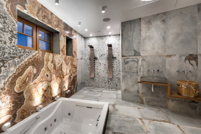 gray bathroom interior in modern style