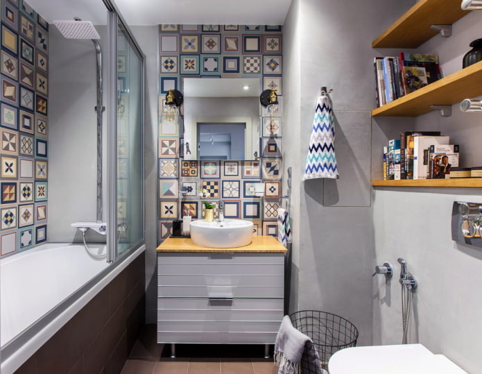 design of a small bathroom in gray tones