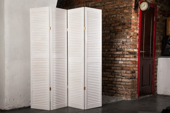 White screen in a loft interior White screen in a loft interior
