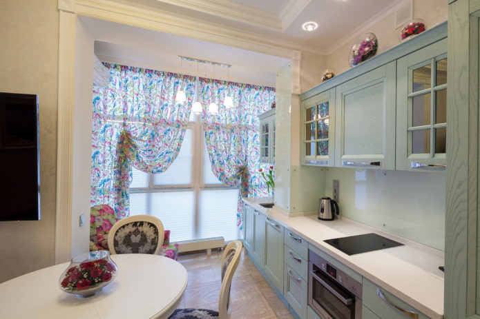 curtains in the interior of the kitchen combined with the loggia curtains in the interior of the kitchen combined with the loggia