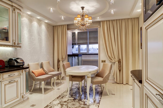 curtains in the interior of the kitchen combined with the loggia curtains in the interior of the kitchen combined with the loggia
