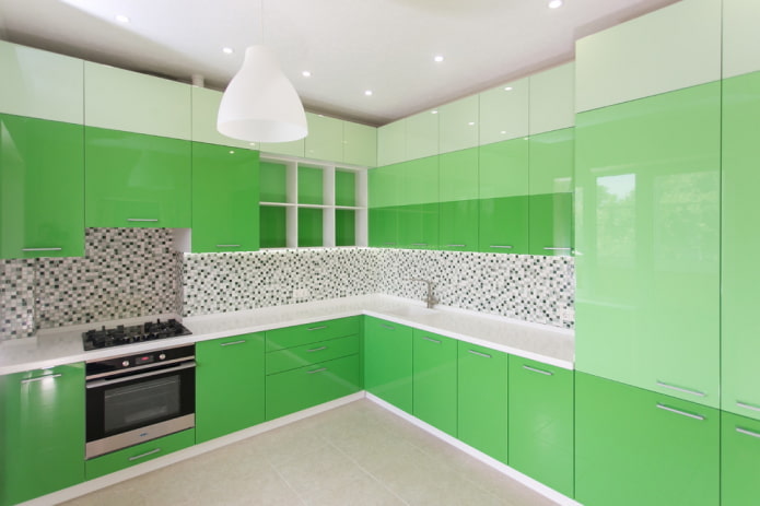 kitchen design in light green colors