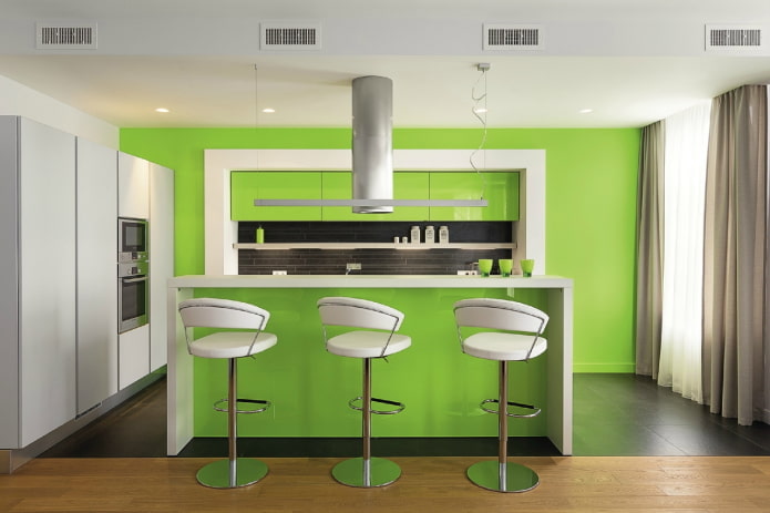kitchen decoration in green tones