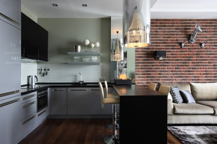 room zoning with finishing materials